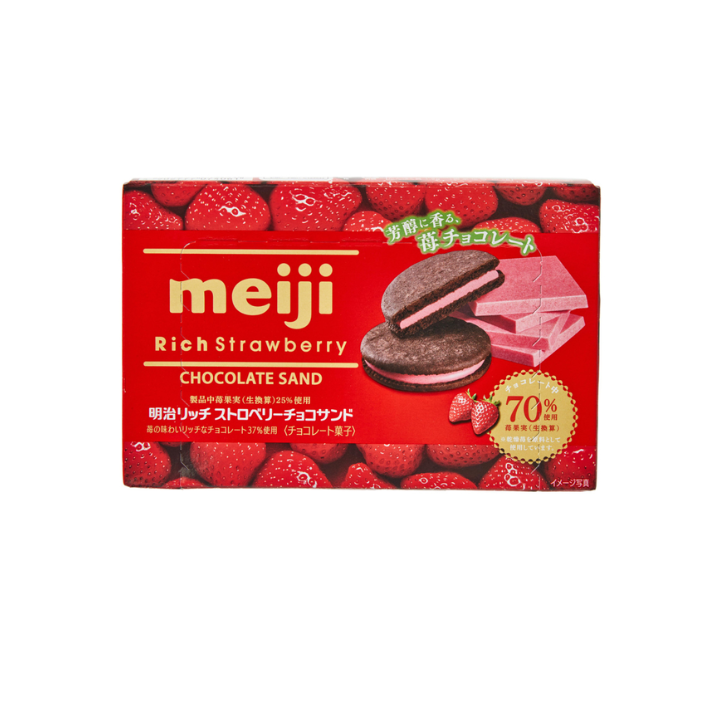 Meiji Rich Chocolate BIscoito Sanduíche Morango 96g